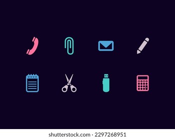 Office stationary vector icon set