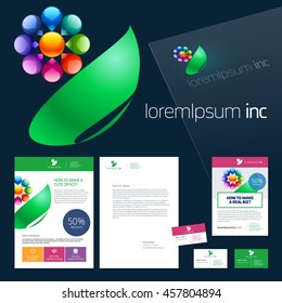 Office stationery design, business documentation. Vector set of colorful template for corporate activity