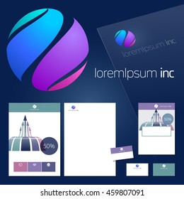 Office stationery design, business documentation. Vector set of colorful template for corporate activity