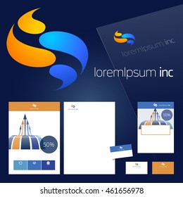 Office stationery design, business documentation. Vector set of colorful template for corporate activity
