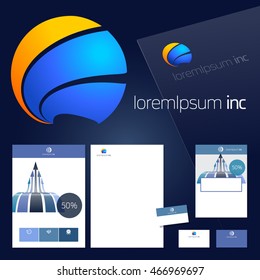Office stationery design, business documentation. Vector set of colorful template for corporate activity