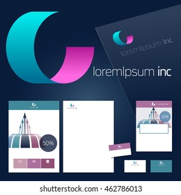 Office stationery design. Vector set of colorful template.
