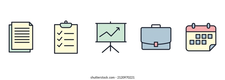 office stationery elements set icon symbol template for graphic and web design collection logo vector illustration