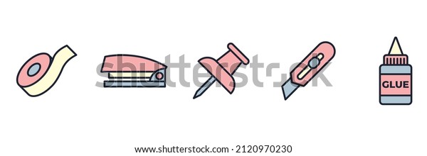 office
stationery elements set icon symbol template for graphic and web
design collection logo vector
illustration