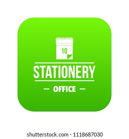 Office stationery icon green vector isolated on white background
