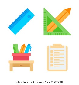 Office Stationery icon set (Filled Line) = ruler, ruler pencil, pencil holder, clipboard.
Perfect for website mobile app, presentation, illustration and any other projects.