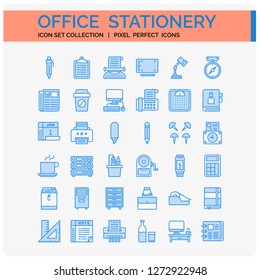 Office Stationery Icons Set. UI Pixel Perfect Well-crafted Vector Thin Line Icons. The illustrations are a vector.
