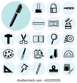 Office stationery icons set. Vector illustration
