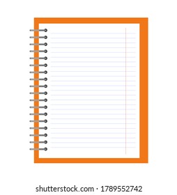 Office stationery items. Copy book with spiral binder flat icon. Vector illustration.