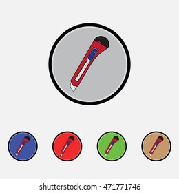 Office stationery knife vector icon. Flat style for web and mobile