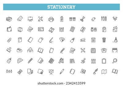 Office stationery - minimal thin line web icon set. Outline icons collection