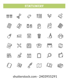 Office stationery - minimal thin line web icon set