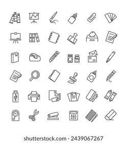 Office stationery - minimal thin line web icon set