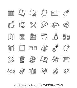 Office stationery - minimal thin line web icon set