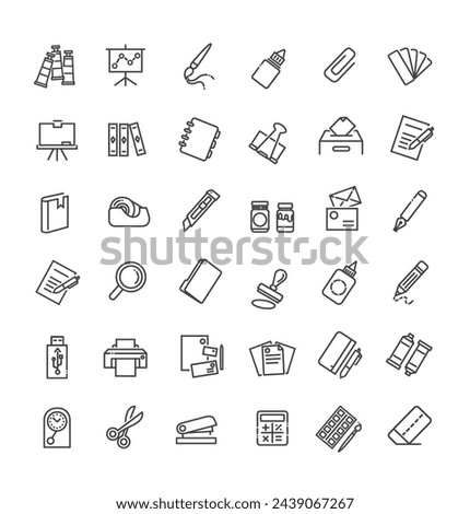 Office stationery - minimal thin line web icon set