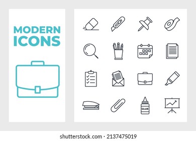 Office stationery set icon symbol template for graphic and web design collection logo vector illustration