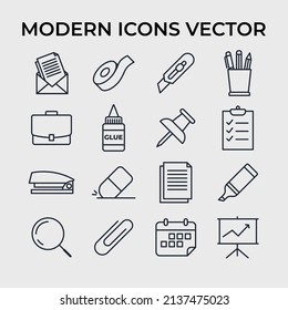 Office stationery set icon symbol template for graphic and web design collection logo vector illustration