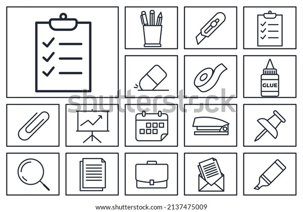 Office stationery set\
icon symbol template for graphic and web design collection logo\
vector illustration