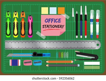 Office stationery set item design with vector illustration