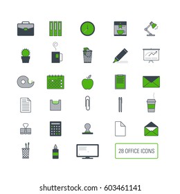 Office stationery. Supplies outline web icon set
