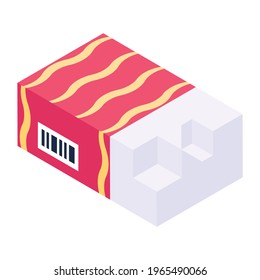 Office stationery tool, eraser icon in isometric style 