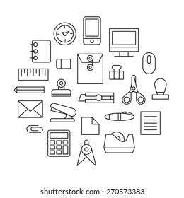 Office and stationery tools icon set