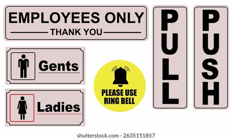 Office Stickers for Ladies Gents Glass door pull and push 