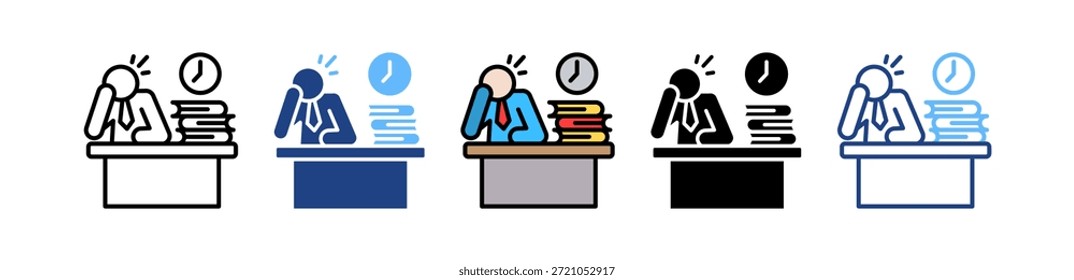 Ilustração de vetor múltiplo do ícone de stress do Office