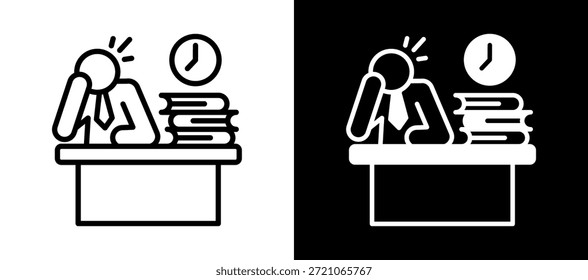 Ícone de estresse do Office branco preto Ilustração de vetor