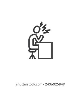 Office Stress line icon. linear style sign for mobile concept and web design. Person stressed at work outline vector icon. Symbol, logo illustration. Vector graphics