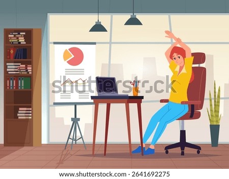 Office stretching. tired office manager making simple exercise