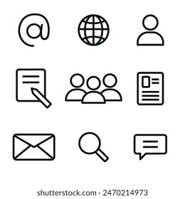 Iconos de trazo de Office. Vector de negocios.