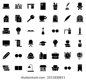 Icono de oficina, estudio y hogar símbolo Vector Plantilla colección