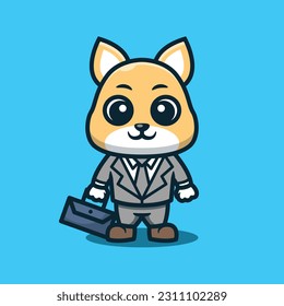 Office style cute dog mascot vector cartoon illustration