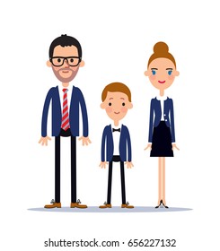 Office style dressed family. Vector illustration.