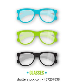 Office style glasses in different styles. Hipster glasses for your branding designs.