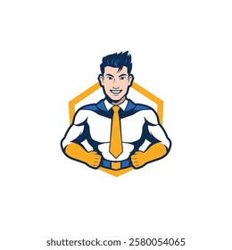 Office superhero logo design vector