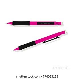 
Office supplies. Automatic pencil isolated on a white background. Vector illustration.