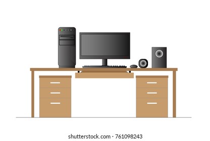 Office supplies for desk and desk
