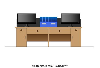 Office supplies for desk and desk