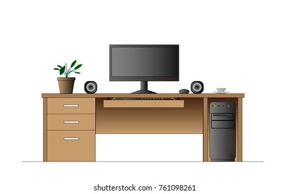 Office supplies for desk and desk