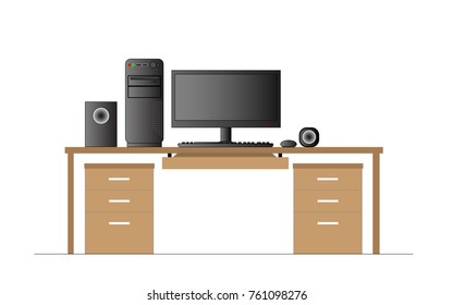 Office supplies for desk and desk