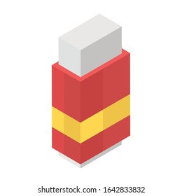 Office supplies, eraser isometric icon 
