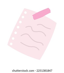 Office liefert flache Icon-Notiz mit Sätzen. Vektorgrafik