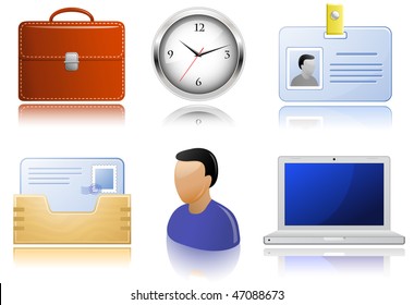 Office supplies. Highly detailed icons with a reflection.