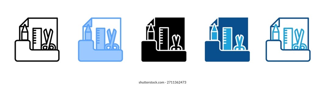 Office Supplies icon set multiple style collection