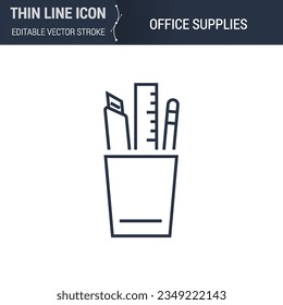 Office Supplies Icon - Thin Line Business Symbol. Perfect for Web Design. High-Quality Outline Vector Concept. Premium, Minimalist, Elegant Logo.
