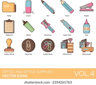 Office and Office Supplies Icons including Address Book, Brainstorm, Briefcase, Bulk Discount, Cactus, Calculator, Calendar, Call, Clipboard, Coffee Maker, Coffee, Computer Monitor, Contract