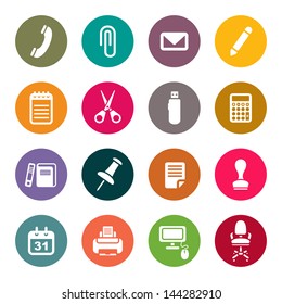 Office supplies icons set