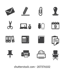 Office supplies icons set